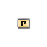 Nomination Composable Classic SCHWARZE BUCHSTABEN Edelstahl und 18K-Gold (16_P)
